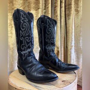 Men’s Justin Boots, Black Leather Mid-Calf